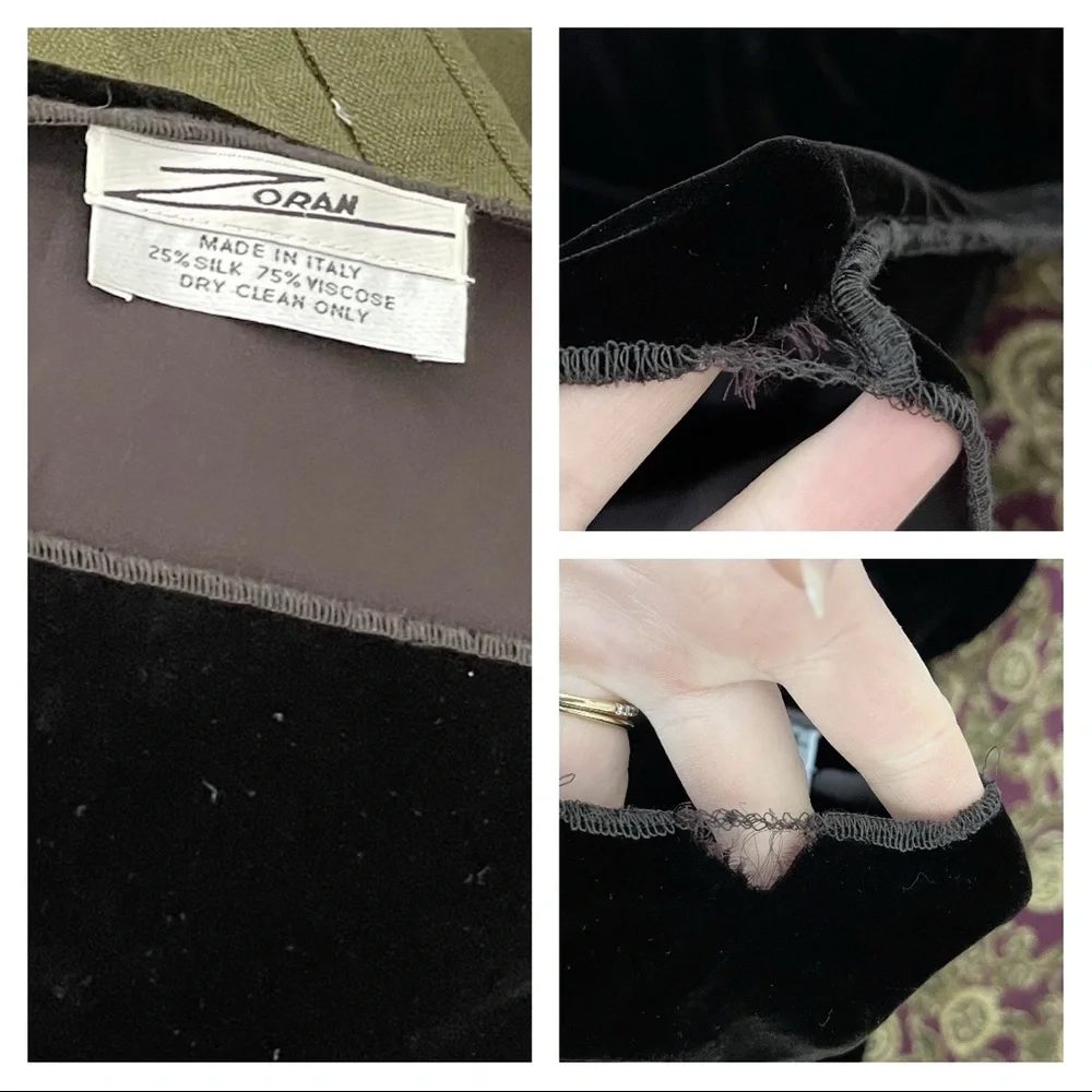 Zoran Velvet Top Vintage Silk Chocolate Brown Dolman Sleeve Boatneck Blouse - Picture 4 of 9